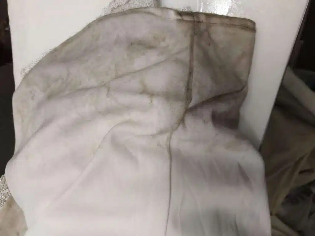 wedding dress before cleaning